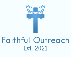 Evangelize - Blue Religious Cross logo design