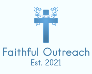 Evangelization - Blue Religious Cross logo design