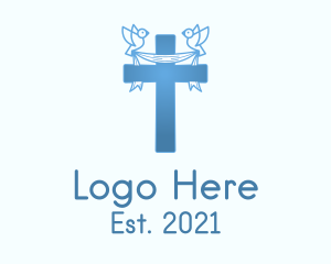 Thumbmark - Blue Religious Cross logo design
