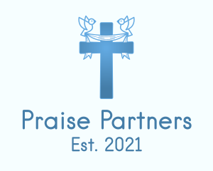Praise - Blue Religious Cross logo design