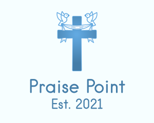 Praise - Blue Religious Cross logo design