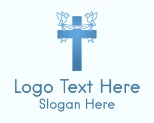 Blue Religious Cross  Logo