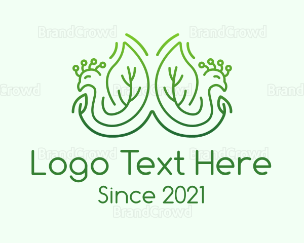 Green Peacock Leaves Logo