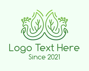 Ecological - Green Peacock Leaves logo design