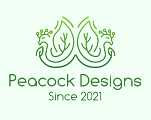 Green Peacock Leaves logo design