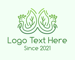 Sustainability - Green Peacock Leaves logo design