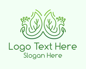 Green Peacock Leaves Logo