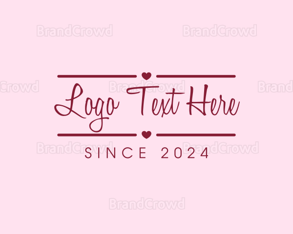 Retro Valentine Romance Heart Logo