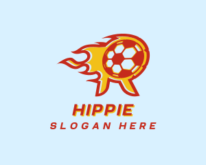 Soccer Flame Letter R Logo