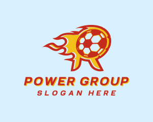 Soccer Flame Letter R Logo