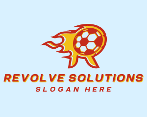 Soccer Flame Letter R logo design