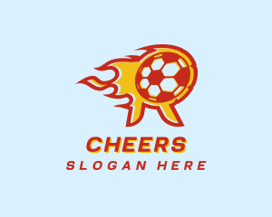 Soccer - Soccer Flame Letter R logo design