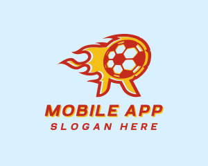 League - Soccer Flame Letter R logo design