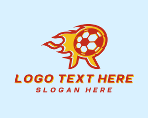 Ball - Soccer Flame Letter R logo design