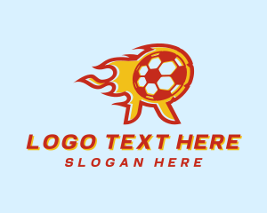 Soccer Flame Letter R Logo