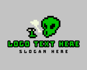 Extraterrestrial - Smoking Pixel Alien logo design