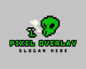 Smoking Pixel Alien logo design