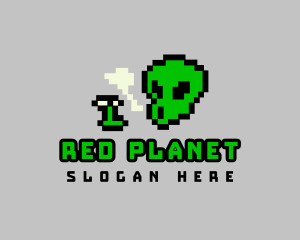 Martian - Smoking Pixel Alien logo design