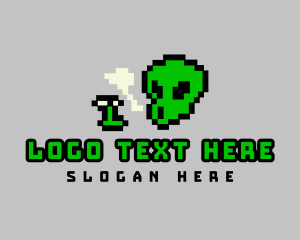 Mascot - Smoking Pixel Alien logo design