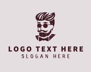 Barbershop - Grunge Hipster Gentleman logo design