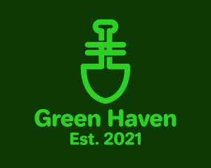 Green Garden Shovel logo design