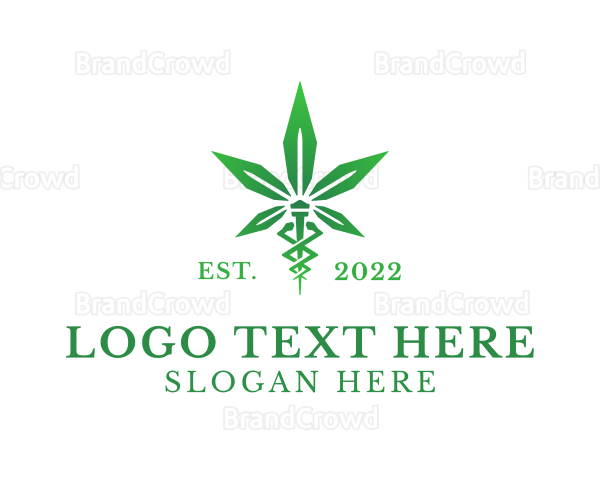 Green Cannabis Caduceus Logo