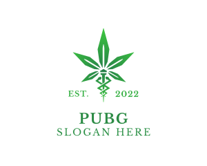 Green Cannabis Caduceus Logo
