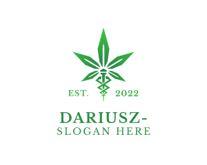 Healthcare - Green Cannabis Caduceus logo design