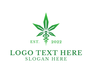 Medical - Green Cannabis Caduceus logo design