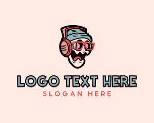 Hat - Skull Glasses DJ Music logo design