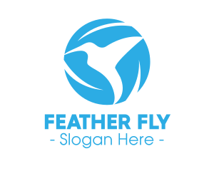 Blue Hummingbird Flying logo design