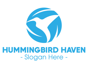 Blue Hummingbird Flying logo design