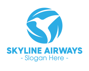 Airway - Blue Hummingbird Flying logo design