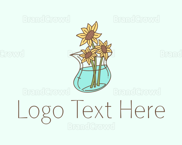 Floral Sunflower Pot Logo