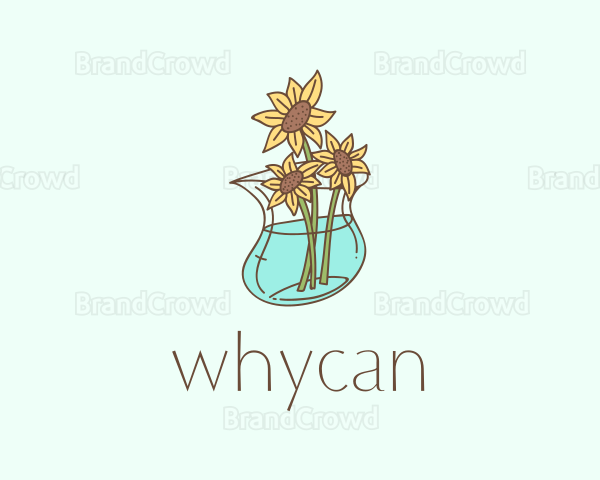 Floral Sunflower Pot Logo