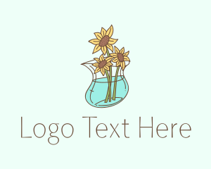 Flower Vase - Floral Sunflower Pot logo design