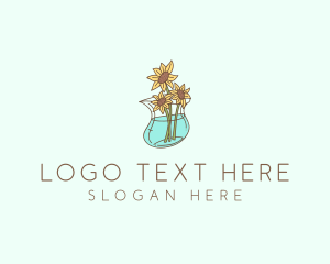 Herbal - Floral Sunflower Pot logo design