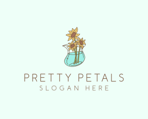 Floral Sunflower Pot  logo design