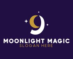 Midnight - Moon Night Sky Number 9 logo design