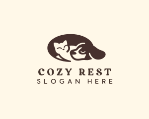 Sleeping Pet Cat Dog logo design