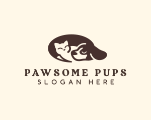 Sleeping Pet Cat Dog logo design