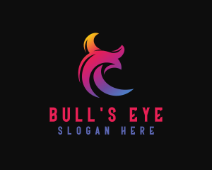 Gradient Bull Horns logo design