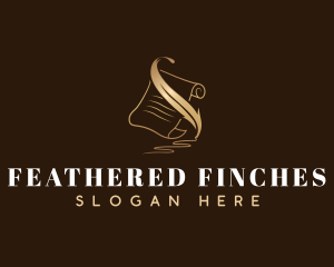 Elegant Feather Quill Pen logo design