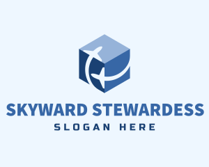 Stewardess - Plane Airline Travel Cube logo design