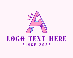 Gamer - Isometric Letter A logo design
