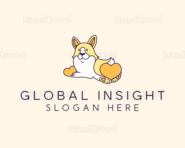 Cute Corgi Heart Logo