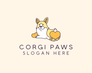 Cute Corgi Heart logo design