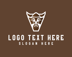 Mongolian - Viking Warrior Letter V logo design