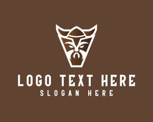 Norse - Viking Warrior Letter V logo design