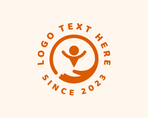 Badge - Orange Hand Support logo design